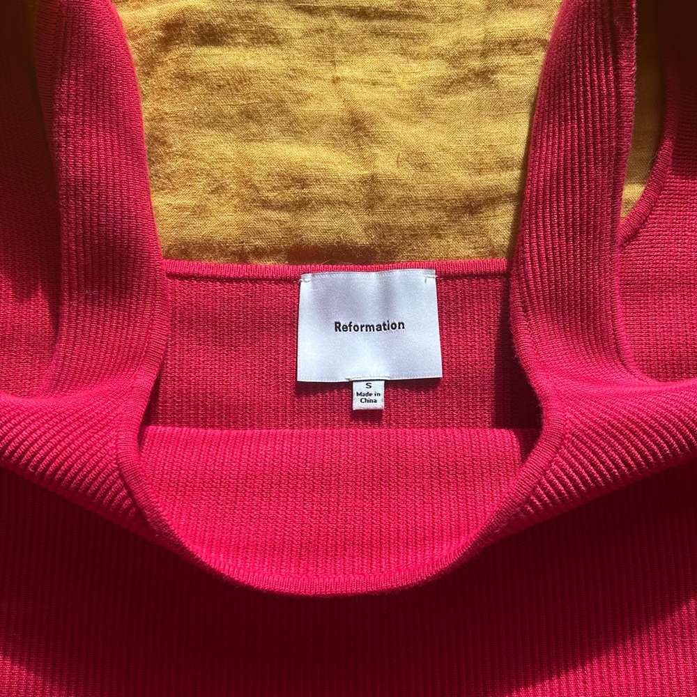 Reformation Red Ribbed Tank Top